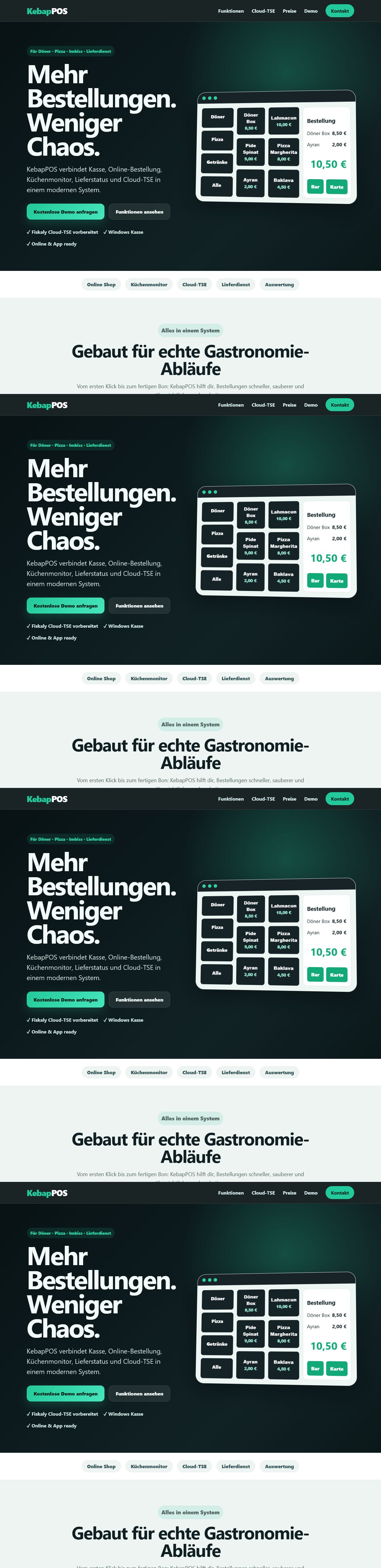 KebapPOS Benutzeroberfläche